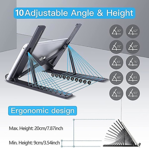 Bærbar PC-stativ for skrivebord, høydejusterbart aluminiumsstativ for DJ-bærbar PC