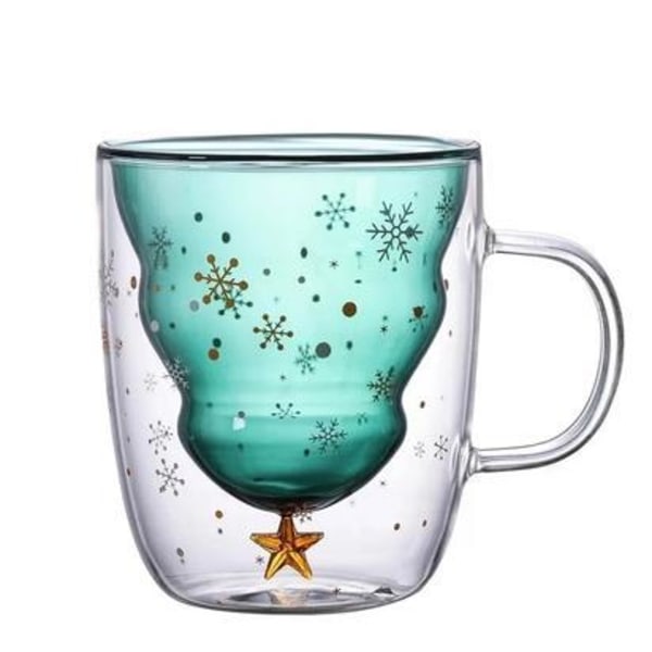 Kaffemugg dubbelvägg julgran glaskopp isolerat glas M