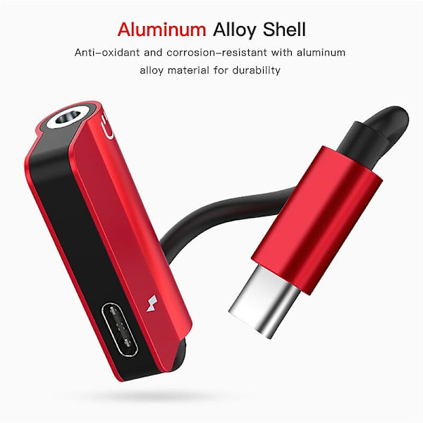 2 i 1 Type-c til 3,5 mm Jack-konverter USB C til 3,5 mm hodetelefonlader