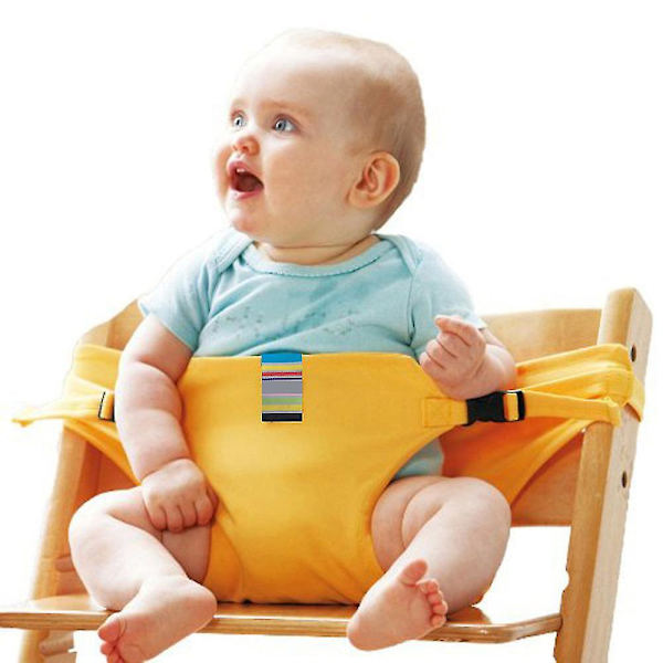 Baby Spisestol Sikkerhetsseter Med Stropper, Småbarn Høy Stol Selebelte, Bærbar Mat Booster Sete Stropp（Gul）