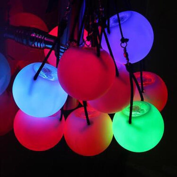 2st Led Poi Balls, Soft Glow Poi Balls, Rainbow Fade &amp; High Strobe Spinning Swirling Light Rave Toy Poi Ball