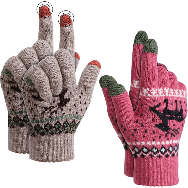 Vinter Stickade Varma Handskar Unisex Pekskärm, Termisk Elastisk F
