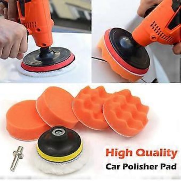 7 stk. 3'' Bil Svampsett Polering Voksing Detaljering Svampmatte Buffing Bilkarosseri Frontlykt