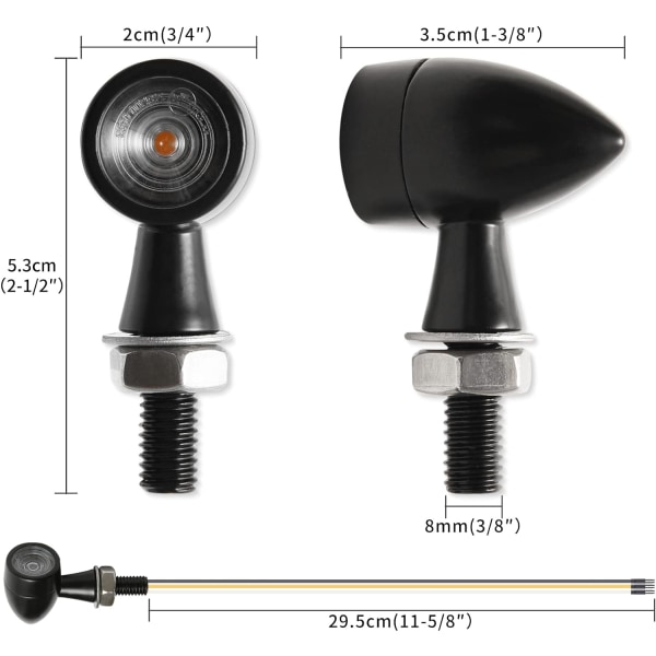 12V LED-blinklys til motorsykkel, 2 stk. Mini-blinklys