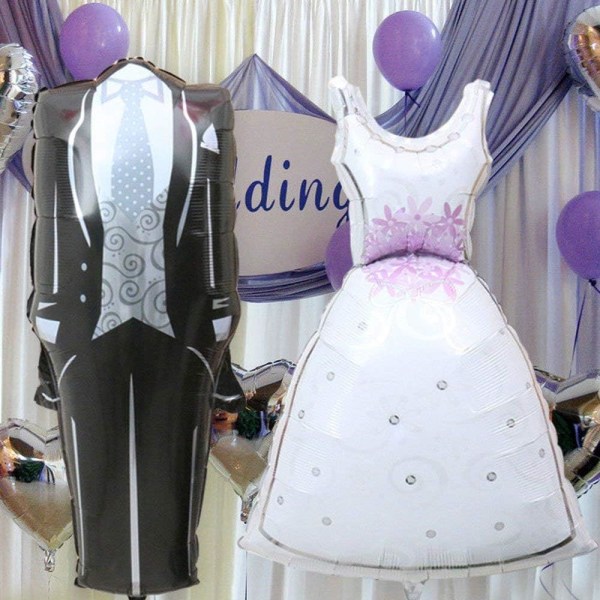 2-pack brudgum bröllopsklänning folieballonger extra stor folie B