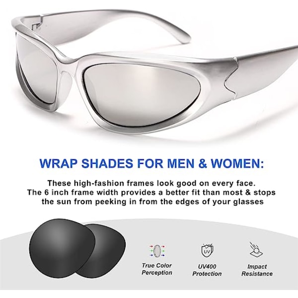 Wrap Around Fashion Solglasögon för män kvinnor Swift Oval Dark S