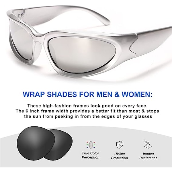Wraparound Fashion Solglasögon för Män Kvinnor Swift Oval Mörk S