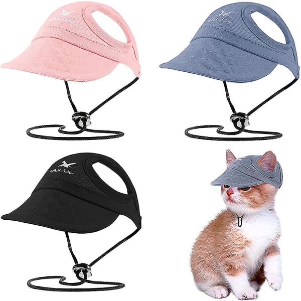 Pet Cat Caps Puppy Summer Solid Oxford Cap Dog Baseball Visor Hat Outdoor Sun Bonnet Cap Chihuahua Pet Accessories（S Blue）