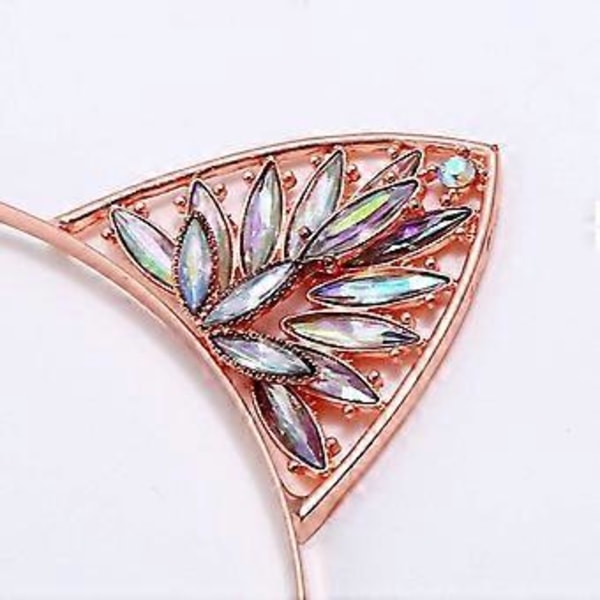 Katteøre Hårbøjle Krystal Rhinestone Katte Hårbånd Hårtilbehør (Rose Gold)