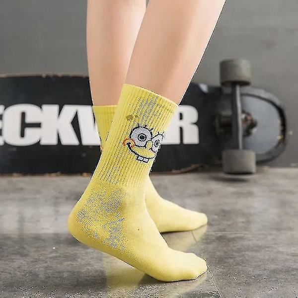 Spongebob Sock Cute Bekväma Bomull Mjuk Cartoon Karaktär Crew Sock För Kvinnor Flickor