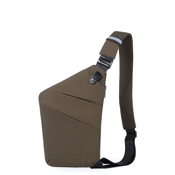 Crossbody slingväska för män Vattentät axelbröstryggsäck Stöldskyddspåsar påse（Brun）