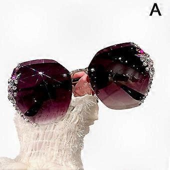 Stilige rammeløse solbriller med rhinestones for kvinner - Moderne gradientlinser for solbeskyttelse A