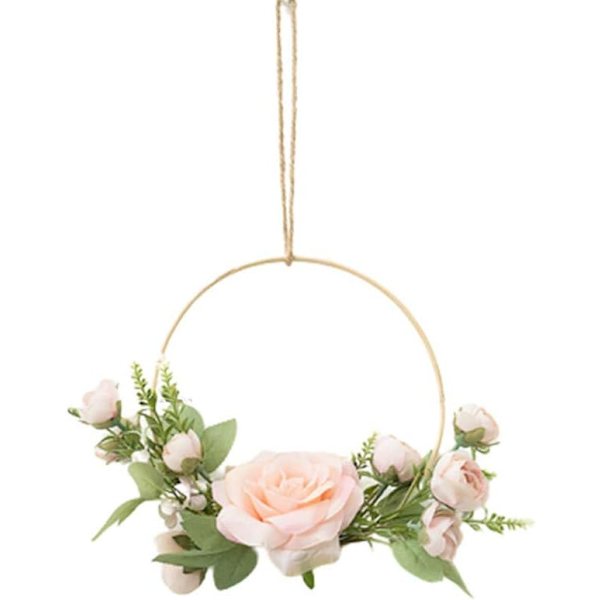 Hoop Bröllop Krans Vägg Blommor, Dekorativ Krans Konstgjorda Blomster Girlander, Rund Ram Girlang för DIY Arrangemang, Bröllop Hantverk Dekor (Rosa)