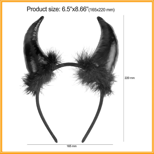 Black+Red Demon Bull Horn Head Hoop 2 STK Halloween Kostume Headb