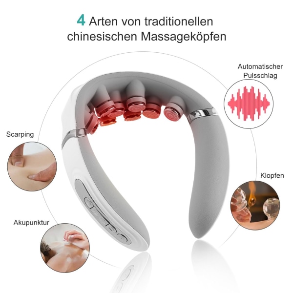 Trådløs termisk kompressions nakkemassager til nakke og skuldre med 4 tilstande, til hjemmet