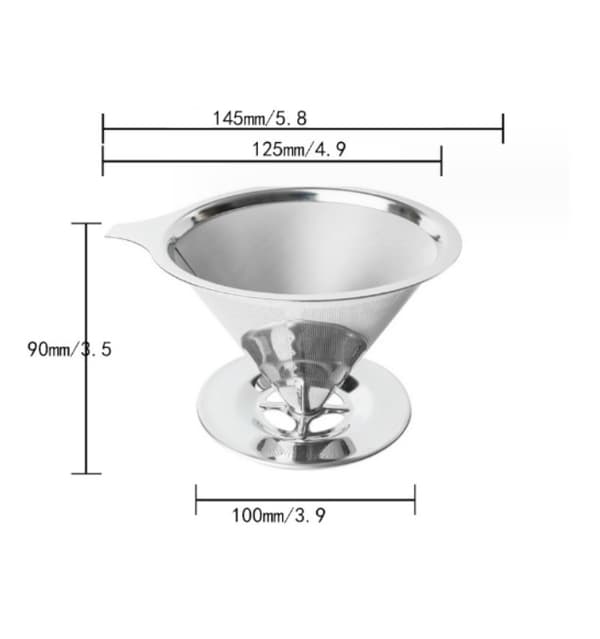 Rustfritt stål Hell-over Kaffe Dripper Filter Dobbelt Mesh Papir