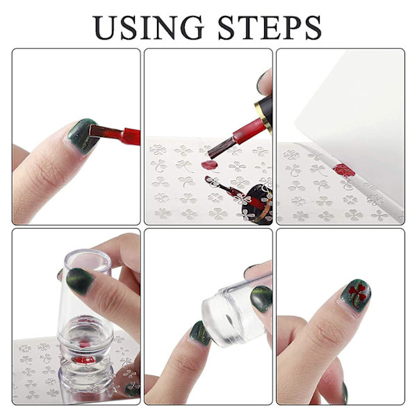 6 stk. stemplingsplader neglekunst sæt blomst minimalistisk geometriske linjer blade mønster tema billede diy neglekunst stemplingsplade stempler