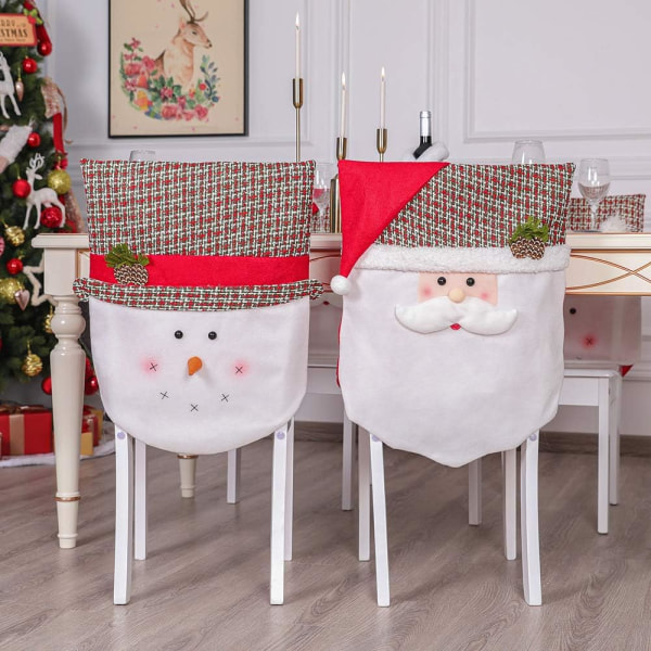2 Pack Jouluruokailutuoli Slipcovers Tuolin takakannet Santa Claus Deco