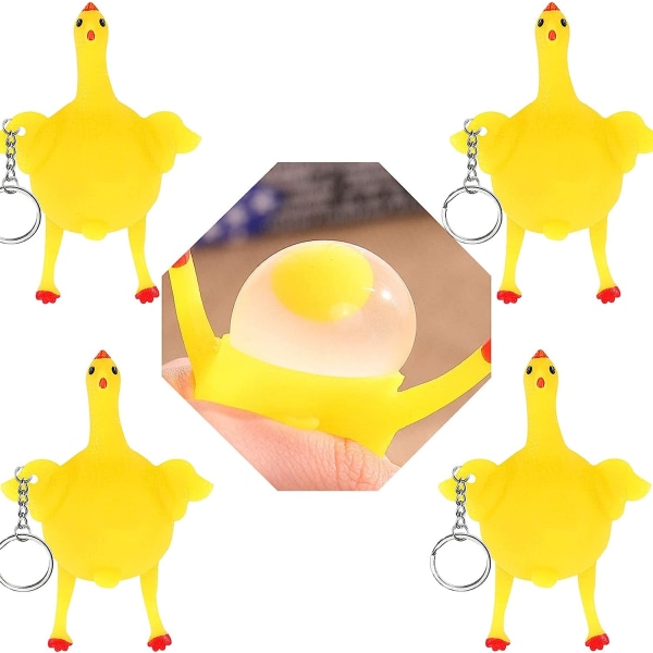 5 st påskgummi roliga kycklingleksak dekompressionsklämma läggande ägg gåva minska stressavlastningsboll nyckelring nyckelring nyhet ventilerande ilska leksaker