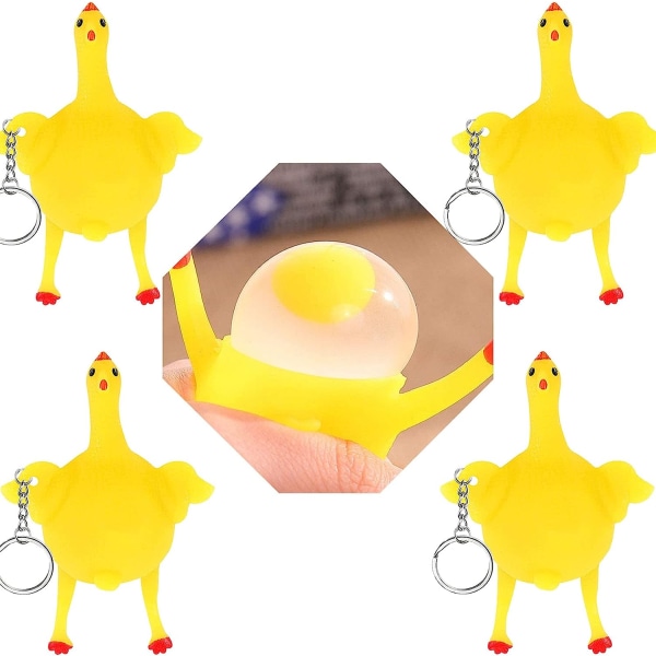 5Pcs Easter Rubber Funny Chicken Toy Decompression Squeeze Lay