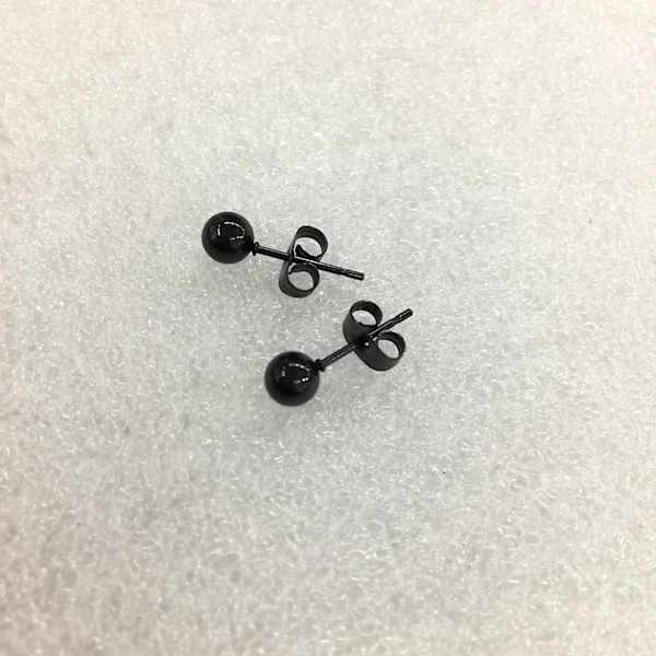 6 stk. Stålpigger, Rustfrie Stålpigger, Sorte, Vakuumbelagte, Allergivenlige (3mm+4mm+5mm+6mm+7mm+8mm)