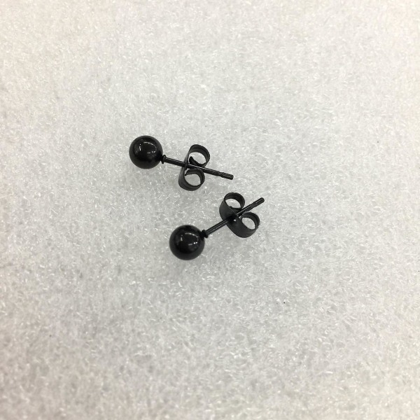 6pcs Steel Studs, Stainless Steel Bean Studs,black,vacuum Plated,allergy Resistant (3mm+4mm+5mm+6mm+7mm+8mm)