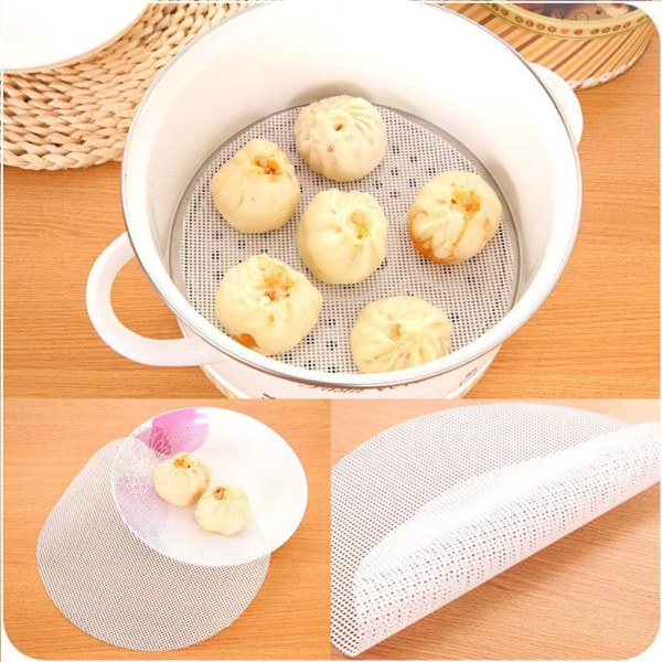 5 stk gjenbrukbare silikon dampkoker mesh matte pad non-stick steamer