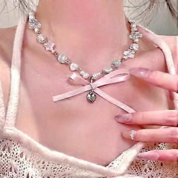 Muotichoker-kaulakoru, helmillä koristeltu choker-kaulakoru, säädettävä solisluuketju, syntymäpäivälahja naisille ja tytöille, koru