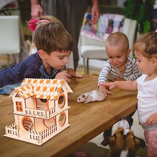Litet Djurgömställe Hamsterhus Trähus Lek Tugga Bitresistent Leksak