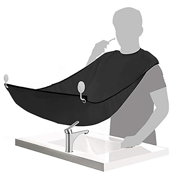 Skægsbarberingsforklæde, skægtrimmer-fangerforklæde, moustache-plejesæt til mænds trimning af hårklippecap (sort)