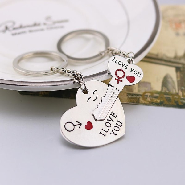 I Love You Key To The Heart Nyckelring Halsband Nyckelring Set för par/älskare（1）