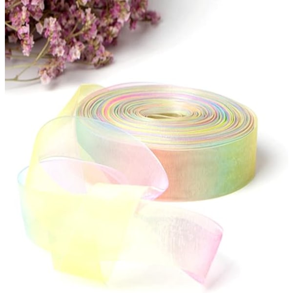 1 st regnbågsband, 50 yards, 25 mm, organza band, organza ribb