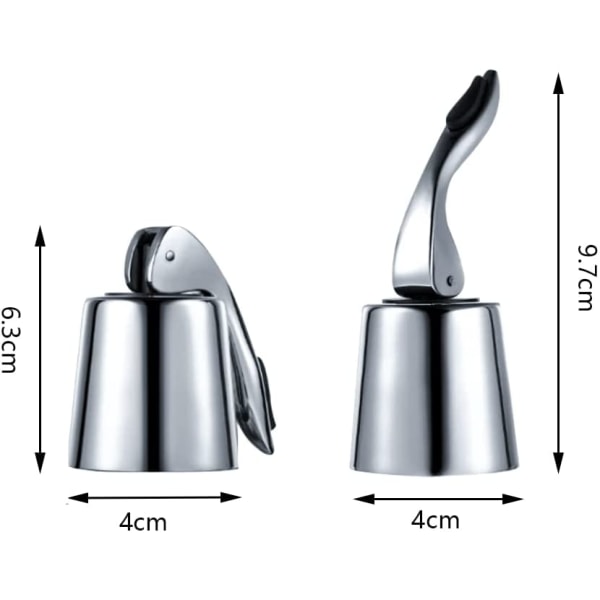 Vinstoppekorker for åpne vinflasker, Vinstoppekork i rustfritt stål, Gjenbrukbar gummihette (Silber-2)