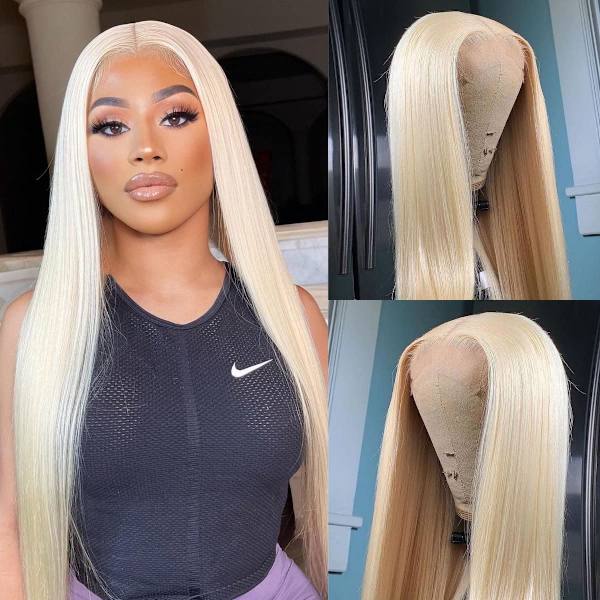Lace Front Peruk Värmebeständig Fiber Syntetiskt Hår 4x4x1 T-Del
