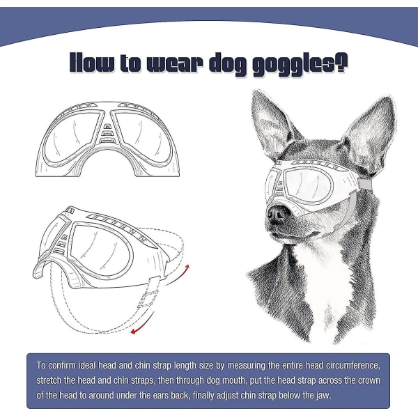 Hundebriller Øjenbeskyttelse Hundesolbriller Anti-uv-briller Vindtætte hvalpebriller med justerbar
