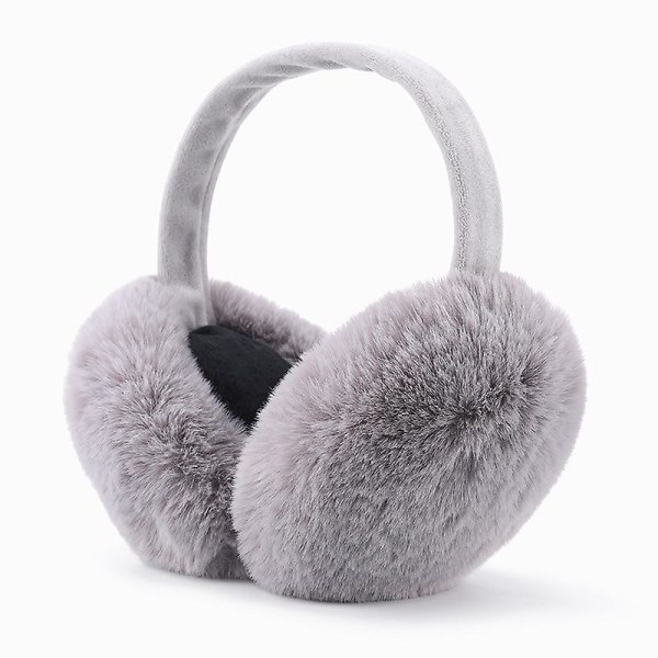 Mjuka plyschhörselkåpor Löstagbara öronskyddsvärmare för vinter öronkåpor（grå）