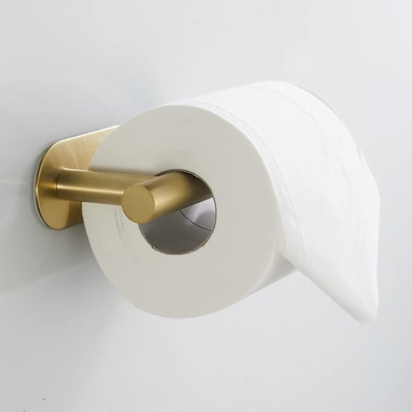 Selvklæbende toiletrulleholder i børstet guld SUS 304 rustfrit stål