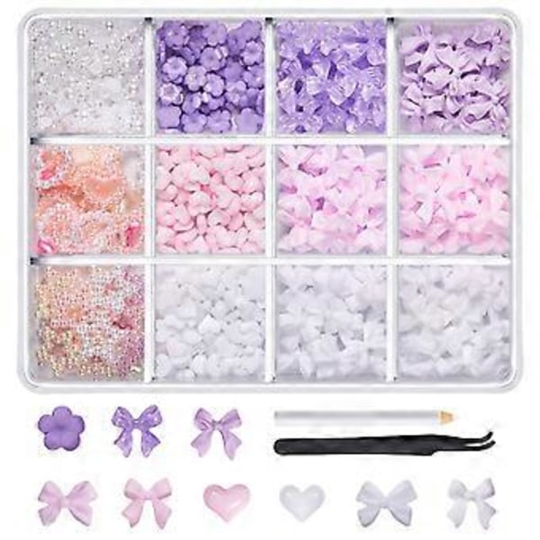 1 Eske Neglepynt Sjarm for Negler 3D Negl Rhinestones Neglepynt Profesjonell Håndverk Neglekunst Utstyr for Kvinner 12FH13
