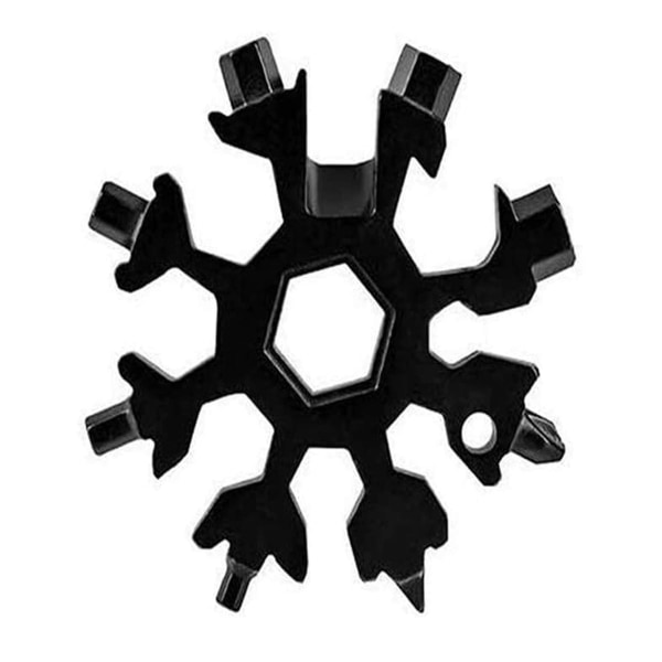 18-i-1 Snowflake multi | Multiverktyg i rostfritt stål | Smart Handy universalskruvmejsel (svart)（4PCS）