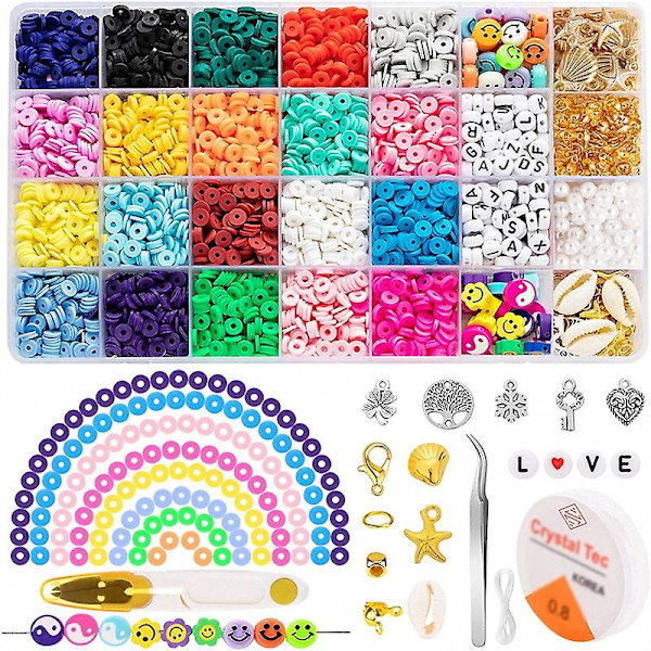24 rutnät mjuk lera mjuka keramiska pärlor Diy set låda handgjord Diy pärlset