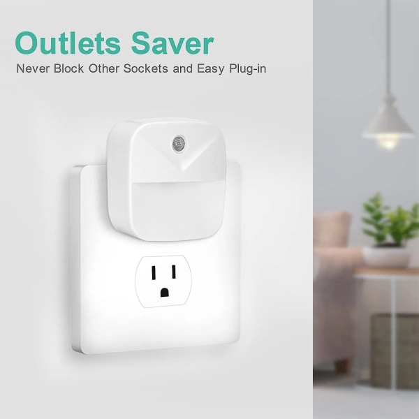 6-pak nattlys med plugg, hvite LED-nattlys med smart skumring til daggry-sensor, nattlys til stikkontakt egnet for soverom, bad, gang, kjøkken, trapper, barn, voksne, barnehage, hvitt varmt