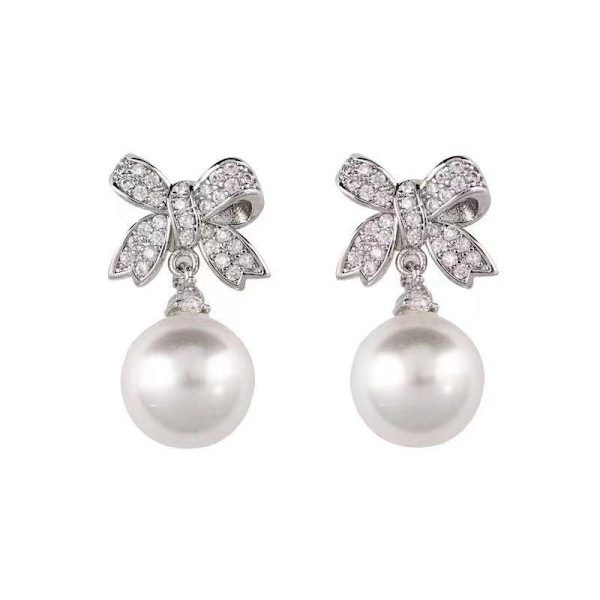 S925 blomster i sterlingsølv fulle av diamantferskvannsperler mote øredobber temperament blomster ornament