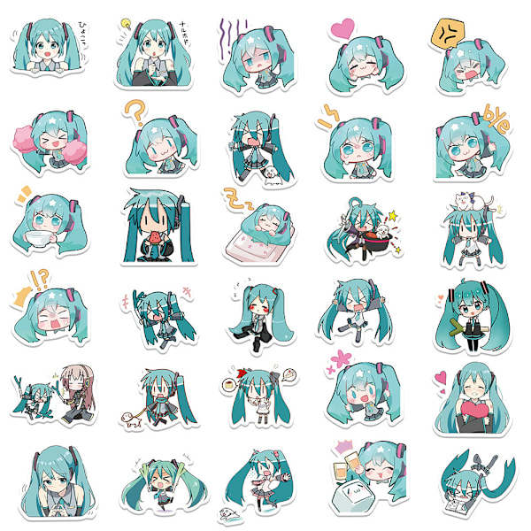 65 Chibi version Hatsune Miku klistermärken