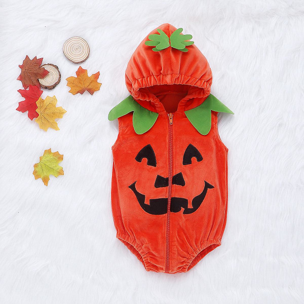 Baby Boys Girl Halloween Outfits Clothes Pumpkin Suit Sleeveless Vest 90cm