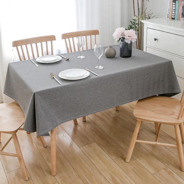 Rutmönstrad bordsduk i polyester, vattenavvisande, spillskyddad, för hemmet (mörkgrå)