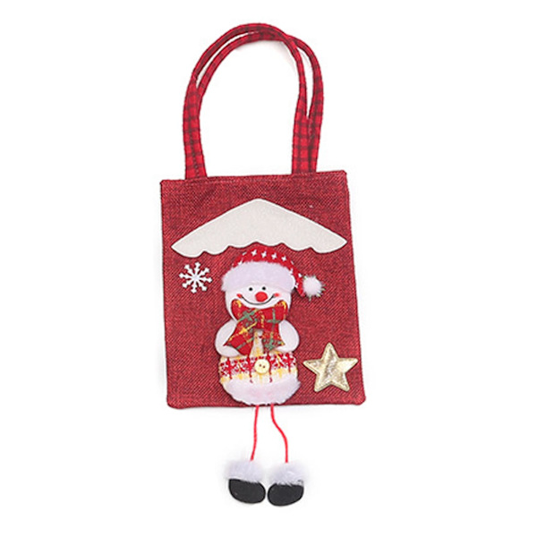 Julegavepose Langben Tote Taske 3D Figur Julegodtepose Børns Julegaver (Julemanden)