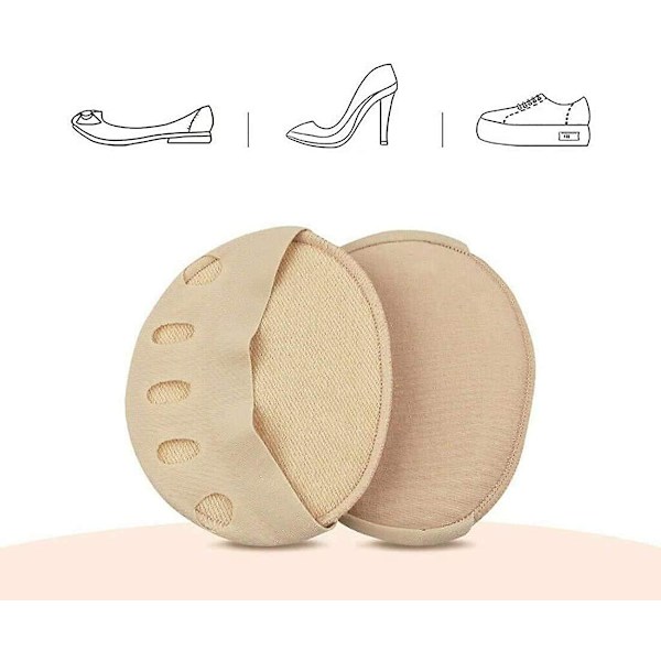 2 par skridsikre korrigerende tåsokker, 5 tå beskyttende sokker, forfodspude puder tå topper sokker, beige