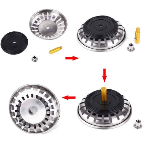 Rostfritt Stål Kök Diskho Sil Vaskpropp 83mm I Diameter Korg Sil