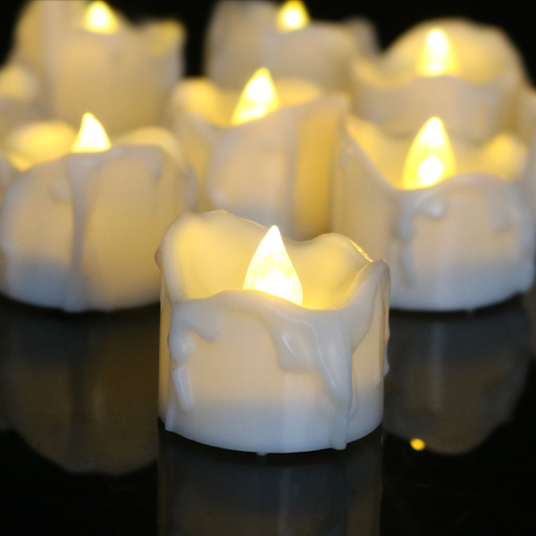 Tåreformede elektroniske stearinlys 12 sett simulering jul halloween t