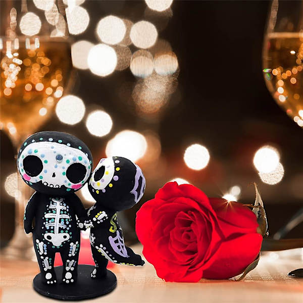 Sukkerskallefigurer, Resin Skeletpar Figur Gotiske Bordplade Ornamenter Håndværk Sukkerskalle Statue Dekoration